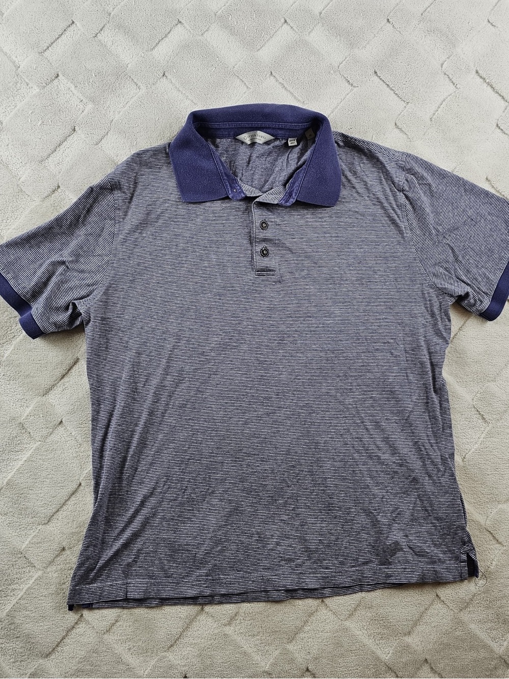 Gieves & Hawkes London Polo Shirt Mens Medium Striped Blue Formal Preppy